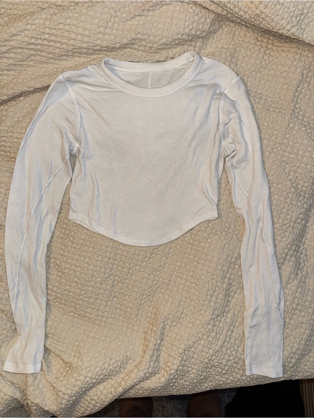lululemon Hold Tight Cropped Long Sleeve in white, size 4 -